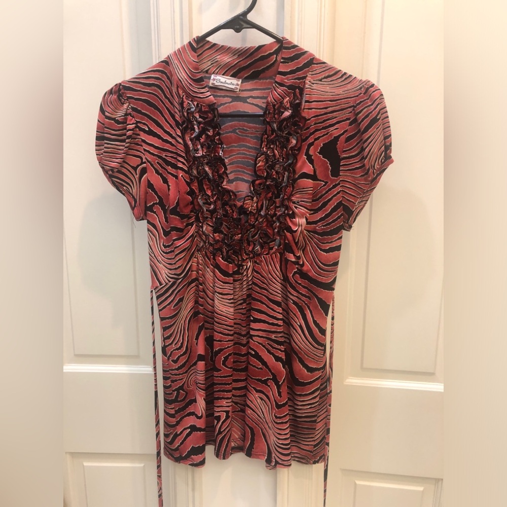 Vibrant Zebra Print Blouse Great for daytime or evening wear! Tie in back! Cute